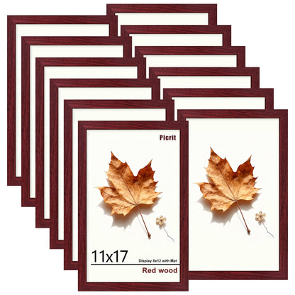 Picrit 8x10 Picture Frame Set of 12, Modern Gallery Wall Frames, Black