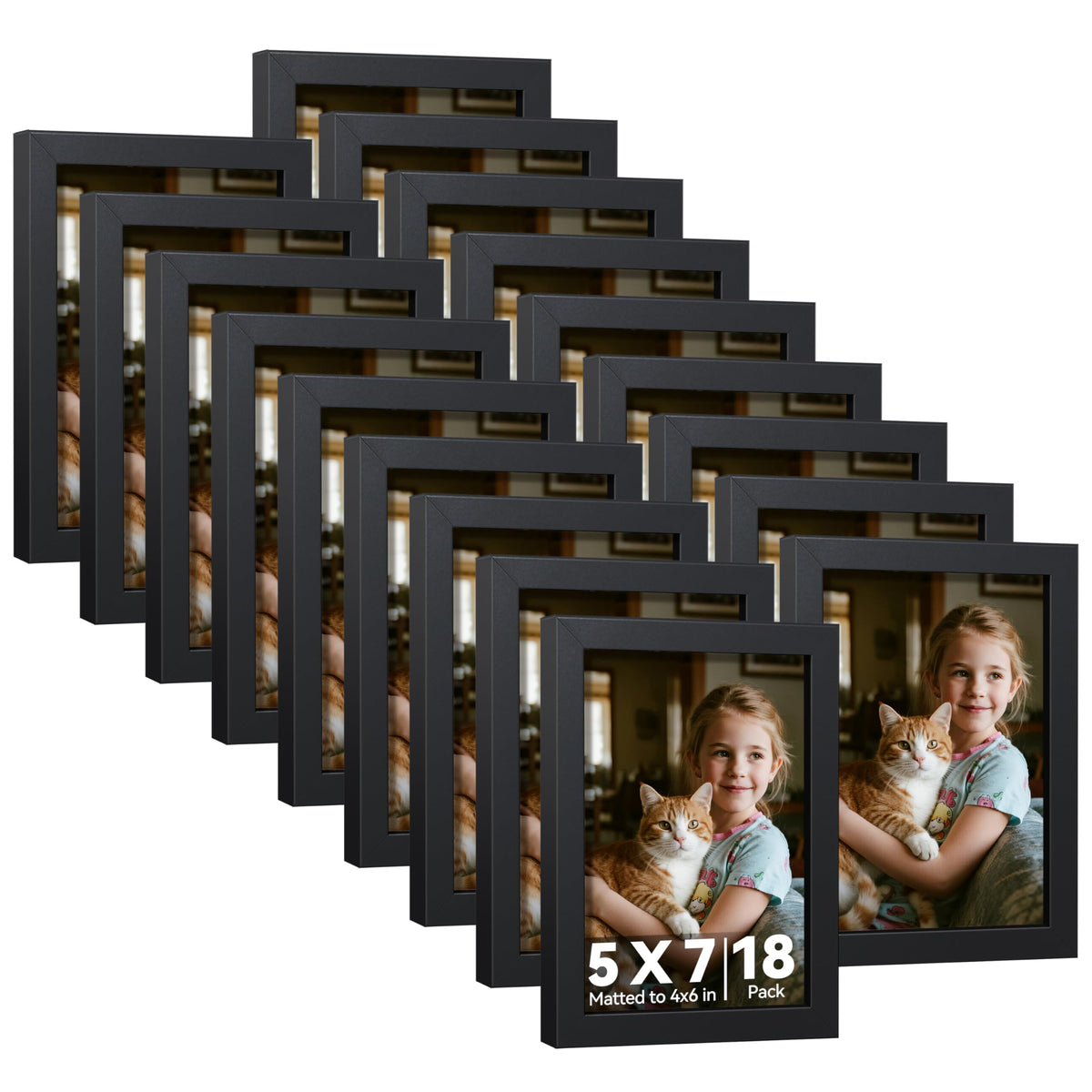 HappyHapi 8x10 Picture Frame Set of 6, Wall or Tabletop Display, White