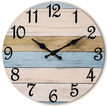 CHYLIN Wall Clock Non-Ticking Battery Operated Silent Rustic Coastal