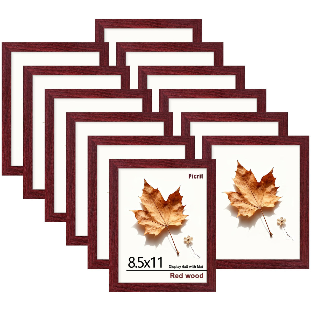Picrit 8x10 Picture Frame Set of 12, Modern Gallery Wall Frames, Black
