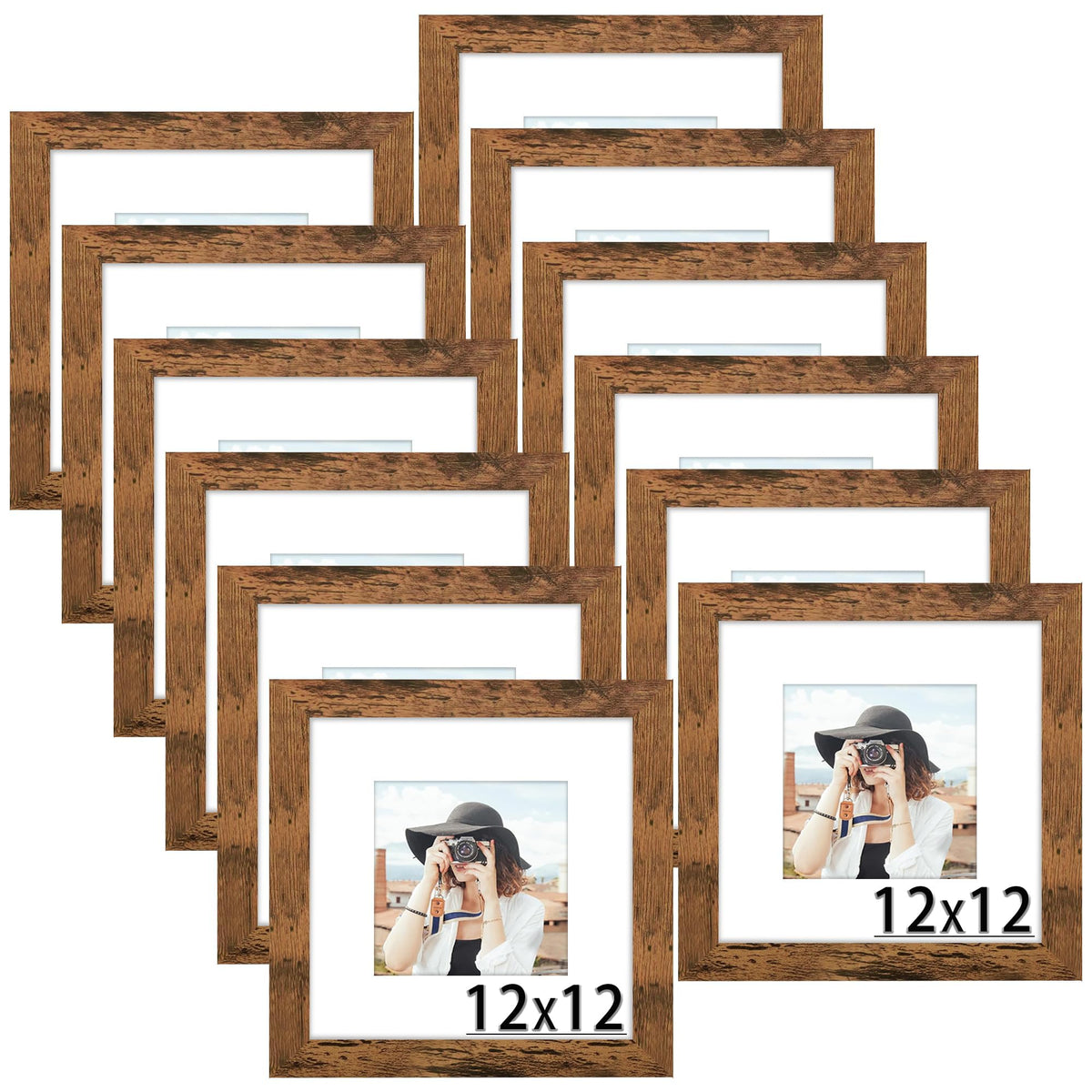 Picrit 8x10 Picture Frame Set of 12, Modern Gallery Wall Frames, Black