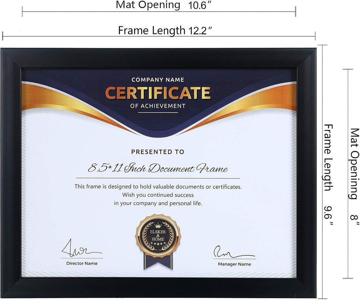 ELSKER&HOME 8.5x11 Picture Frame Certificate Document Frame 6 Pack Glass