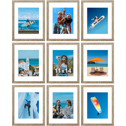 Vittanly 8x10 Picture Frames Set of 9 for Wall or Tabletop Display, Black