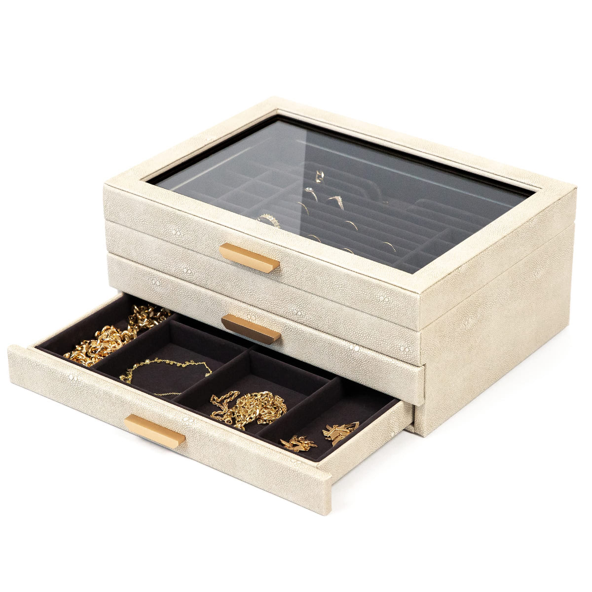 CASE ELEGANCE Monogrammed Petite 3-Tier Jewelry Box - Display Case