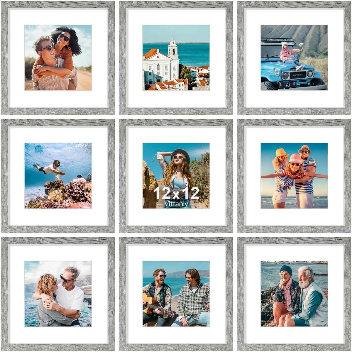 Vittanly 8x10 Picture Frames Set of 9 for Wall or Tabletop Display, Black