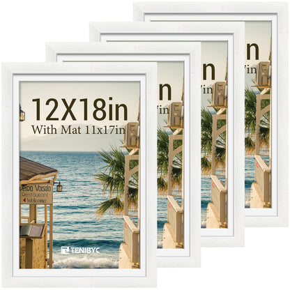 5x7 picture frame 4 Pack, 4x6 Mat, Black Wood, Glass, for Photo