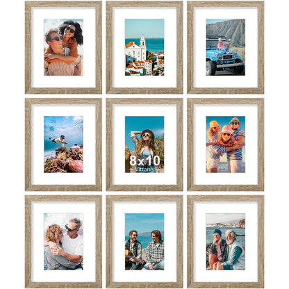 Vittanly 8x10 Picture Frames Set of 9 for Wall or Tabletop Display, Black