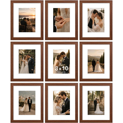 Vittanly 8x10 Picture Frames Set of 9 for Wall or Tabletop Display, Black