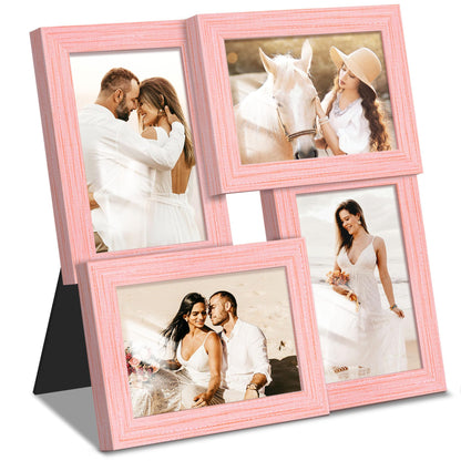 DUENPY 4x6 Collage Frame Tempered Glass For 4 4x6 Photos Brown
