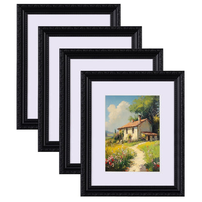eletecpro 8x10 Vintage Picture Frame, Glass Cover, Gold, 4-Pack