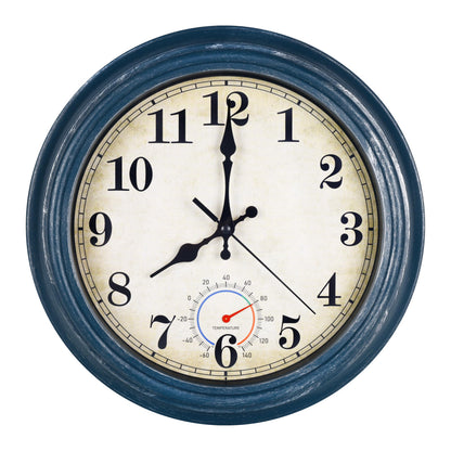 Wall Clock Battery Operated Silent Small Rustic Wall Clocks for Kitchen Bathroom Bedroom 8 Inch Blue