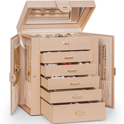 AKOZLIN 6-Tier Jewelry Box Organizer 5 Drawers Storage Black Regular