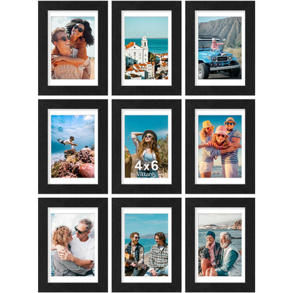 Vittanly 8x10 Picture Frames Set of 9 for Wall or Tabletop Display, Black