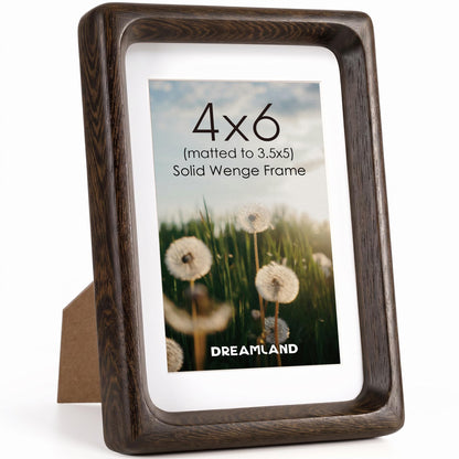 Dreamland 8x10 Picture Frame, USA-Sourced Oak Wood Photo Frames with HD Tempered Glass, 8 x 10 Wooden Frame Matted to 5 x 7, 8x10 Frames Handcrafted Rounded Corner for Tabletop or Wall Display