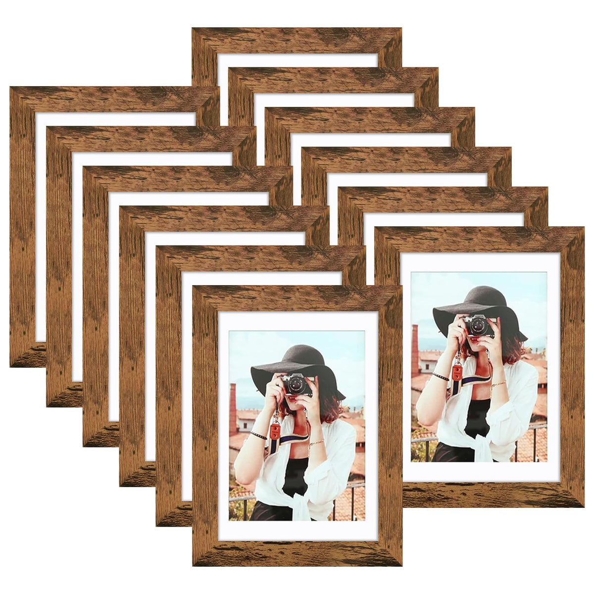 Picrit 8x10 Picture Frame Set of 12, Modern Gallery Wall Frames, Black