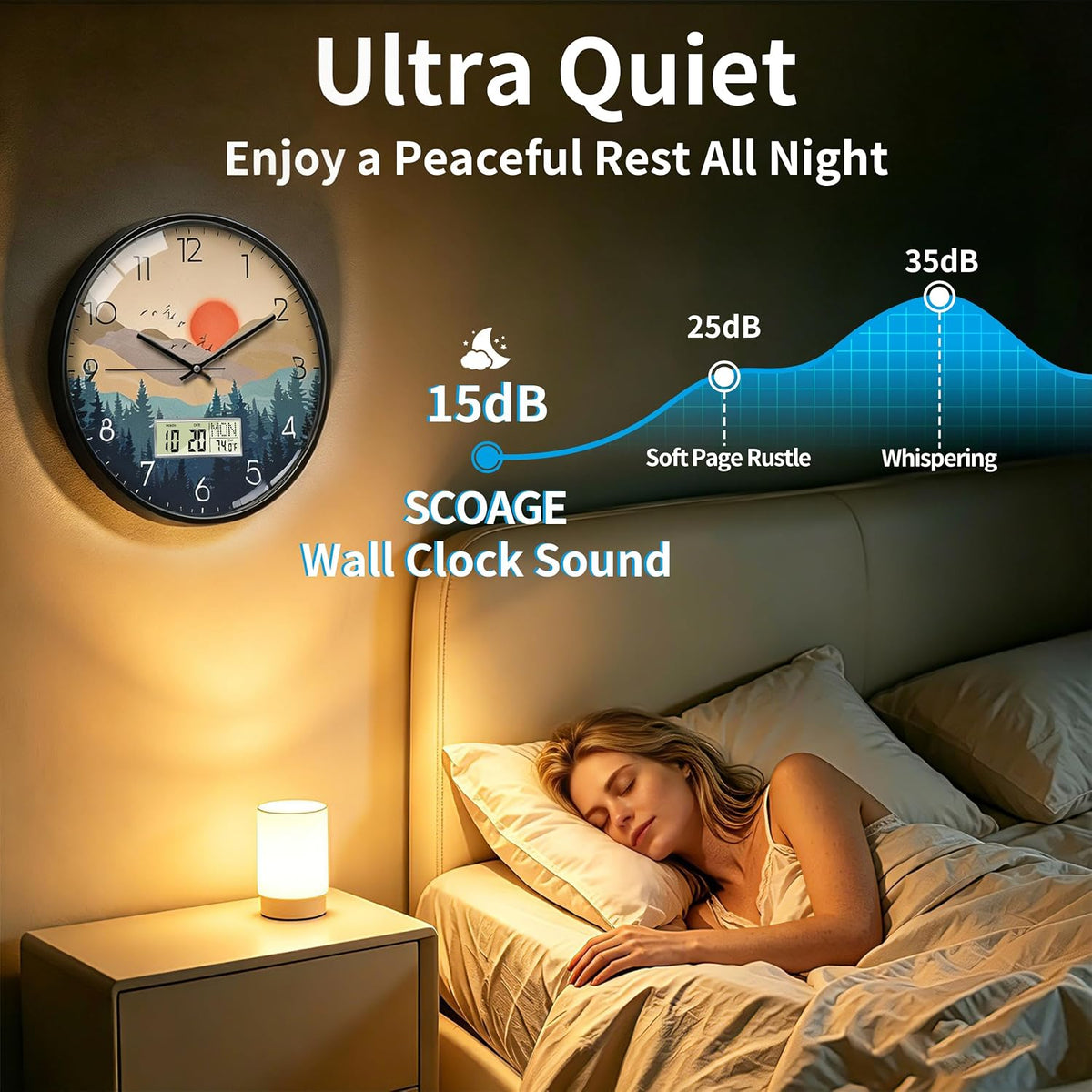 Wilderness Sunset Wall Clock, 12 Inch Analog and Digital Wall Clock
