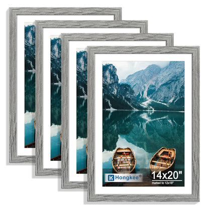 Hongkee 5x7 Picture Frame Set of 4, Real Glass and Wooden Frame, 4x6 Mat