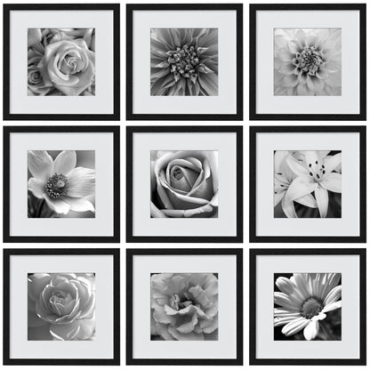 eletecpro Picture Frames Set of 9, 12x12 in, Acrylic Cover, Black