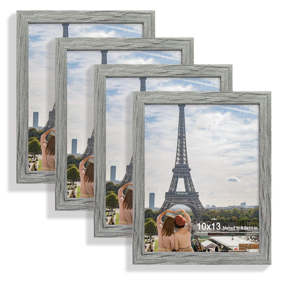Hongkee 5x7 Picture Frame Set of 4, Real Glass and Wooden Frame, 4x6 Mat