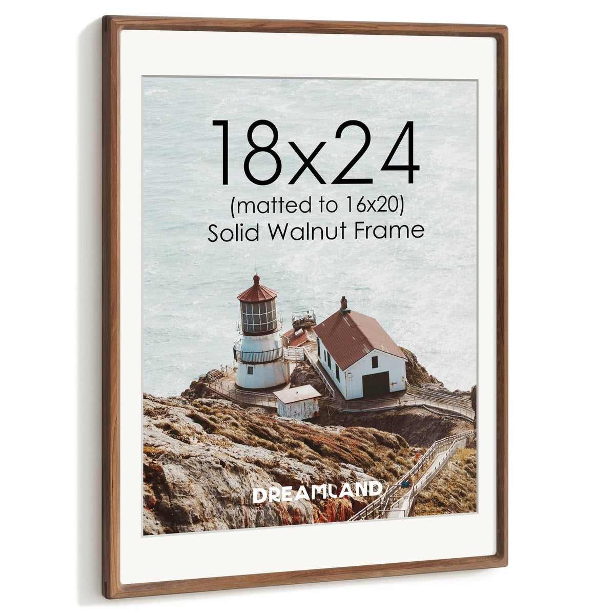 Dreamland 8x10 Picture Frame, USA-Sourced Oak Wood Photo Frames with HD Tempered Glass, 8 x 10 Wooden Frame Matted to 5 x 7, 8x10 Frames Handcrafted Rounded Corner for Tabletop or Wall Display
