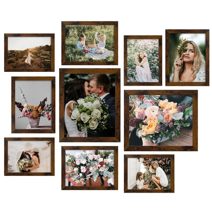 LUCKYLIFE Picture Frames Collage Wall Decor 10-Pack, Gallery Wall Frame Set with 8x10 5x7 4x6 Frames in 3 Different Finishes