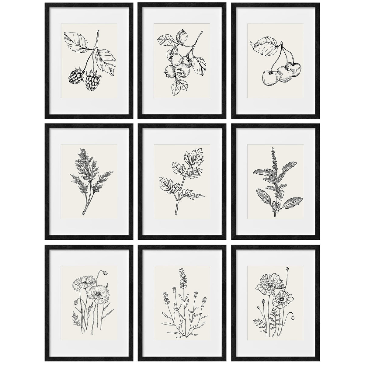 eletecpro Picture Frames Set of 9, 12x12 in, Acrylic Cover, Black