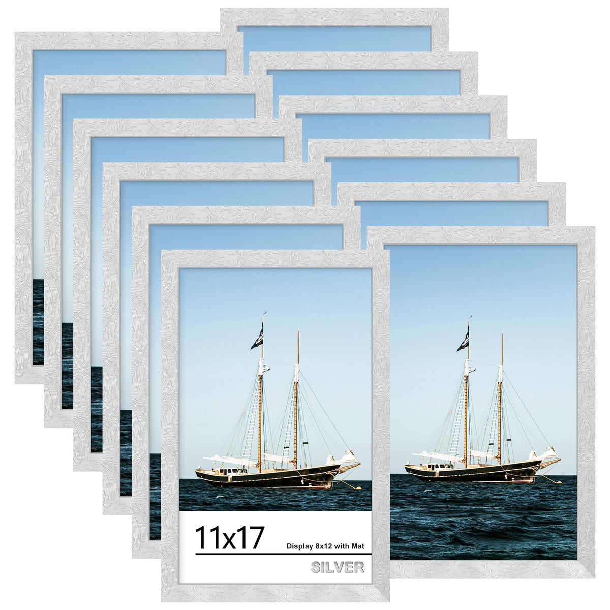 Picrit 8x10 Picture Frame Set of 12, Modern Gallery Wall Frames, Black
