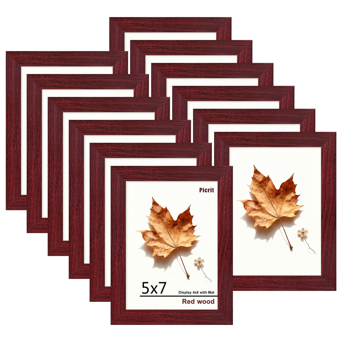Picrit 8x10 Picture Frame Set of 12, Modern Gallery Wall Frames, Black