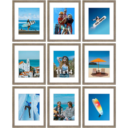 Vittanly 8x10 Picture Frames Set of 9 for Wall or Tabletop Display, Black