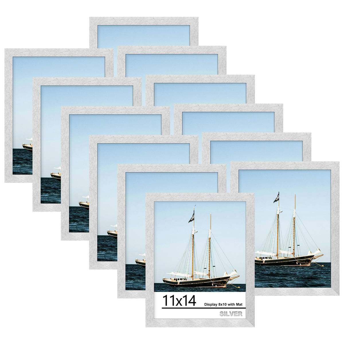 Picrit 8x10 Picture Frame Set of 12, Modern Gallery Wall Frames, Black