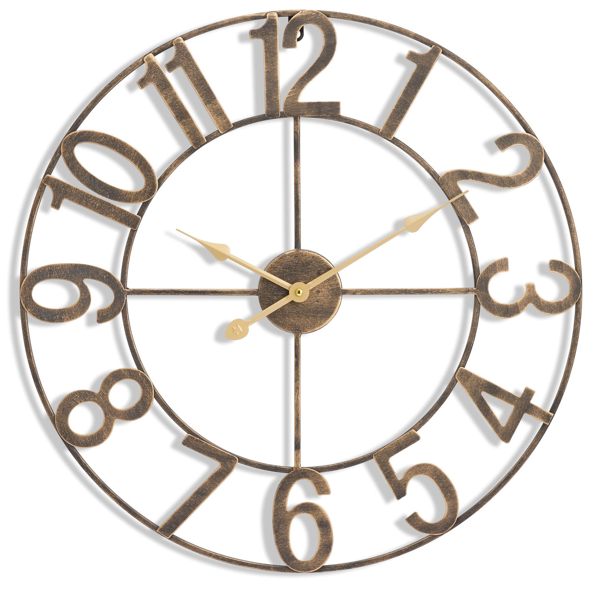 Sorbus Large Wall Clock, Metal Frame, Battery Powered (24 Inch, Bronze)