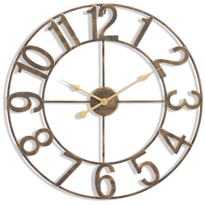 Sorbus Large Wall Clock, Metal Frame, Battery Powered (24 Inch, Bronze)
