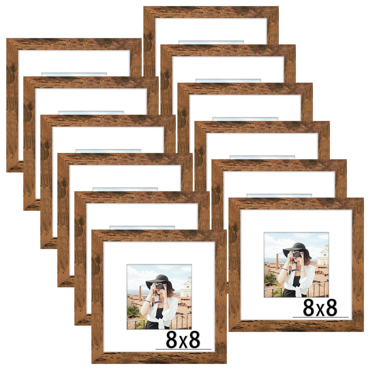 Picrit 8x10 Picture Frame Set of 12, Modern Gallery Wall Frames, Black