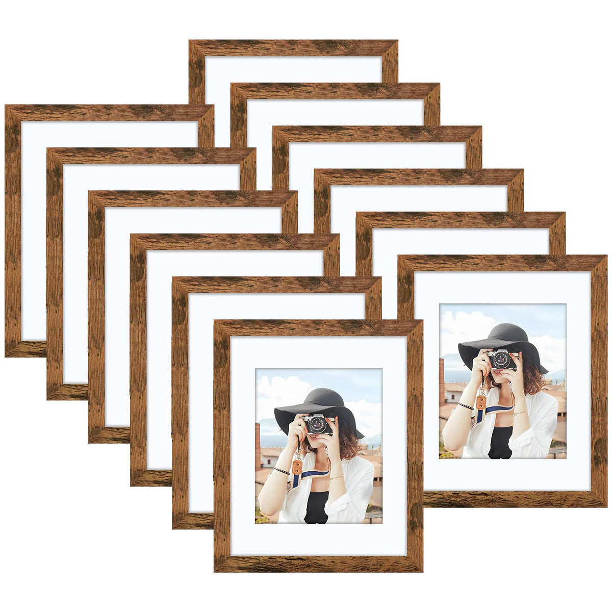 Picrit 8x10 Picture Frame Set of 12, Modern Gallery Wall Frames, Black