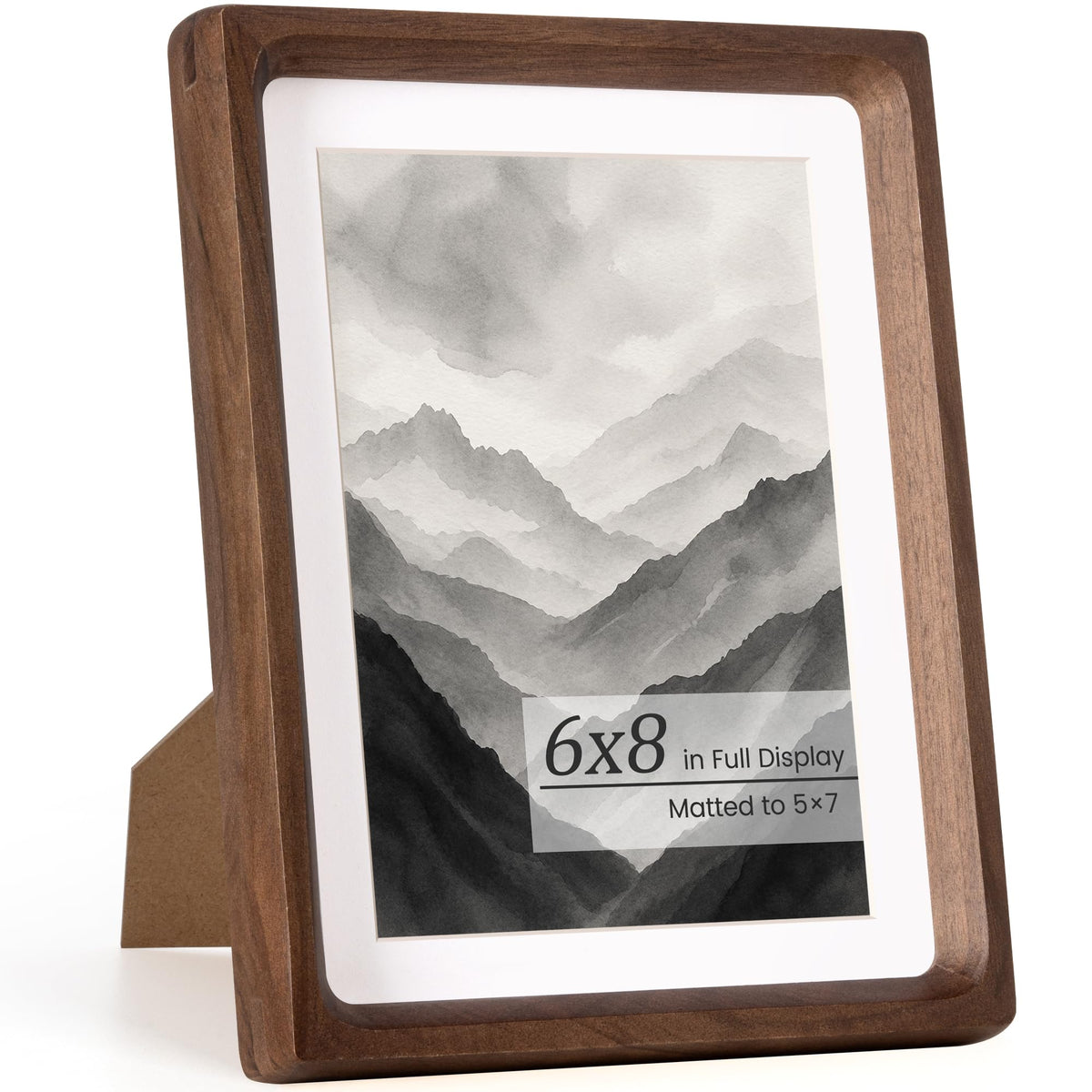 Picture Frames, Solid Walnut Wooden Frame,Round Corner Hand Craft Photo Frame, 11x14 Matted to 8x10, 11 by 14 Document Diploma Frame with HD Real Glass,Wall or Tabletop Display