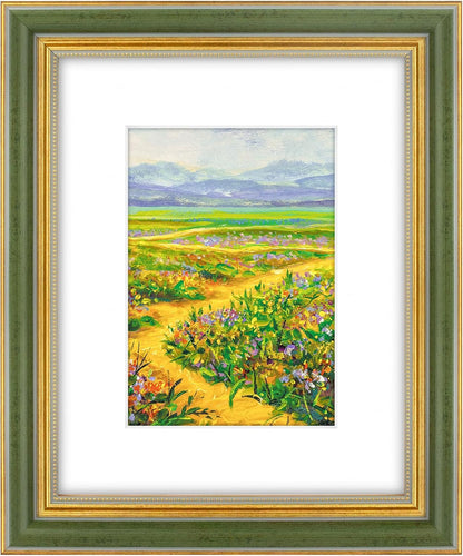 Golden State Art,8x10 Ornate Picture Frame Holds 5x7 Photo,Green Gold