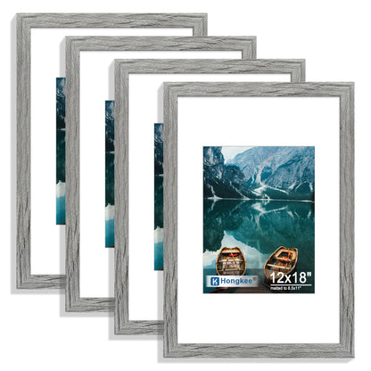 Hongkee 5x7 Picture Frame Set of 4, Real Glass and Wooden Frame, 4x6 Mat