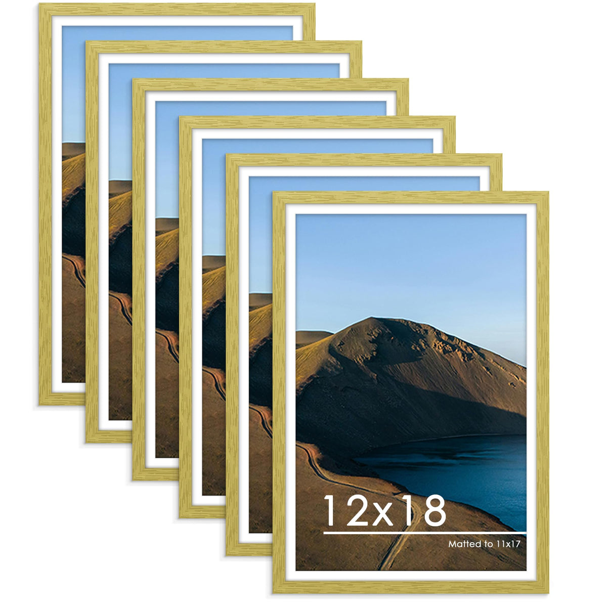 PEALSN 8x10 Picture Frame Set of 6,Wall or Tabletop Display,Black Woodgrain