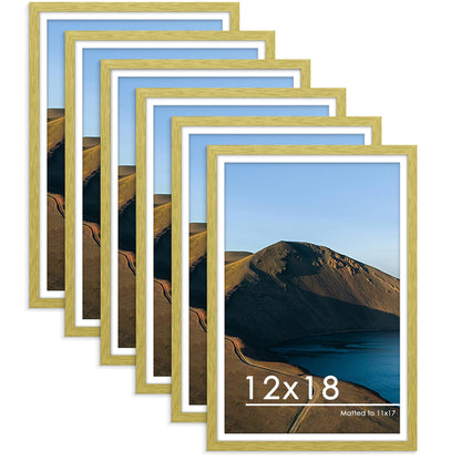 PEALSN 8x10 Picture Frame Set of 6,Wall or Tabletop Display,Black Woodgrain