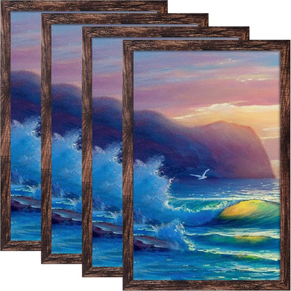 SESEAT 8x10 Picture Frames Rustic Brown with Mat Photo Frames 4 Packs for Tabletop or Wall