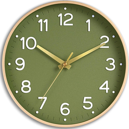 Roymnie 14 Inch Wall Clock Battery Operated Silent Non Ticking Green Analog