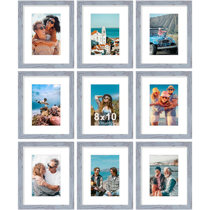 Vittanly 8x10 Picture Frames Set of 9 for Wall or Tabletop Display, Black