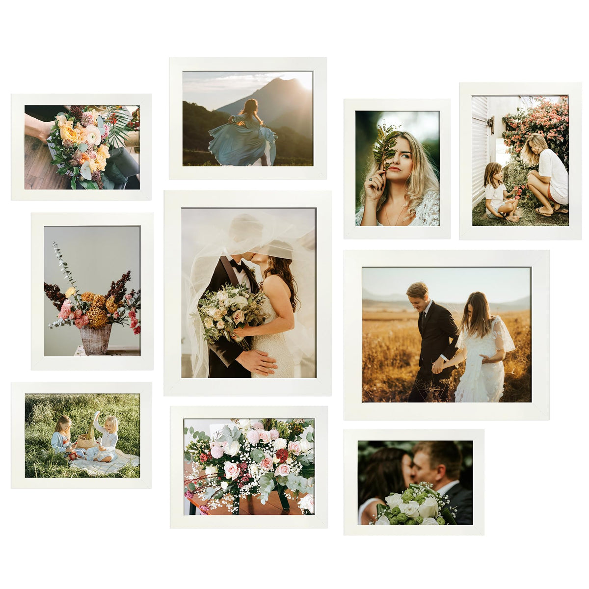 LUCKYLIFE Picture Frames Collage Wall Decor 10-Pack, Gallery Wall Frame Set with 8x10 5x7 4x6 Frames in 3 Different Finishes