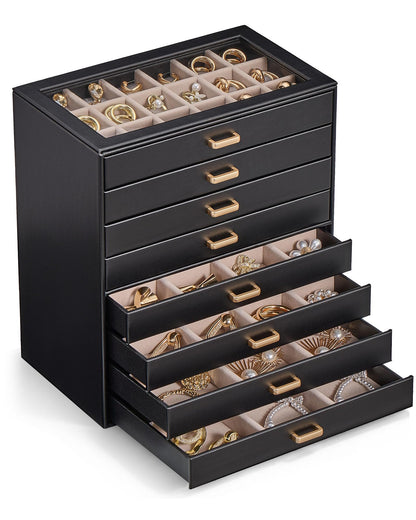 Lolalet Earring Organizer, Jewelry Box with Clear Lid -Beige, 5 Layer