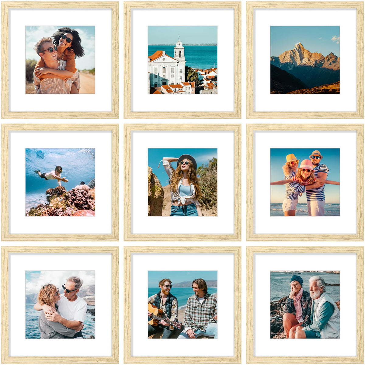 Vittanly 8x10 Picture Frames Set of 9 for Wall or Tabletop Display, Black