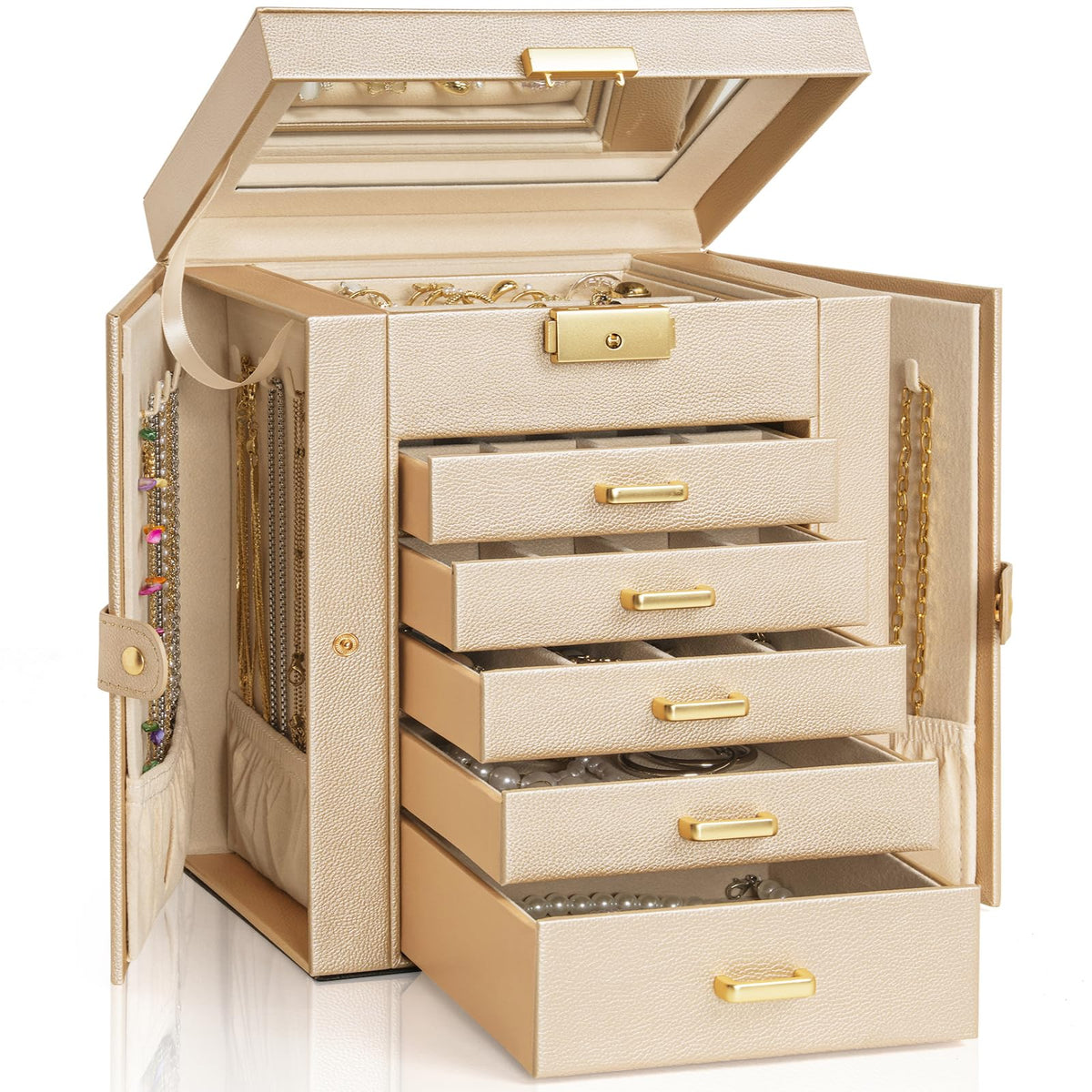AKOZLIN 4-Tier Jewelry Box 3 Drawers Jewelry Storage Organizer for Women