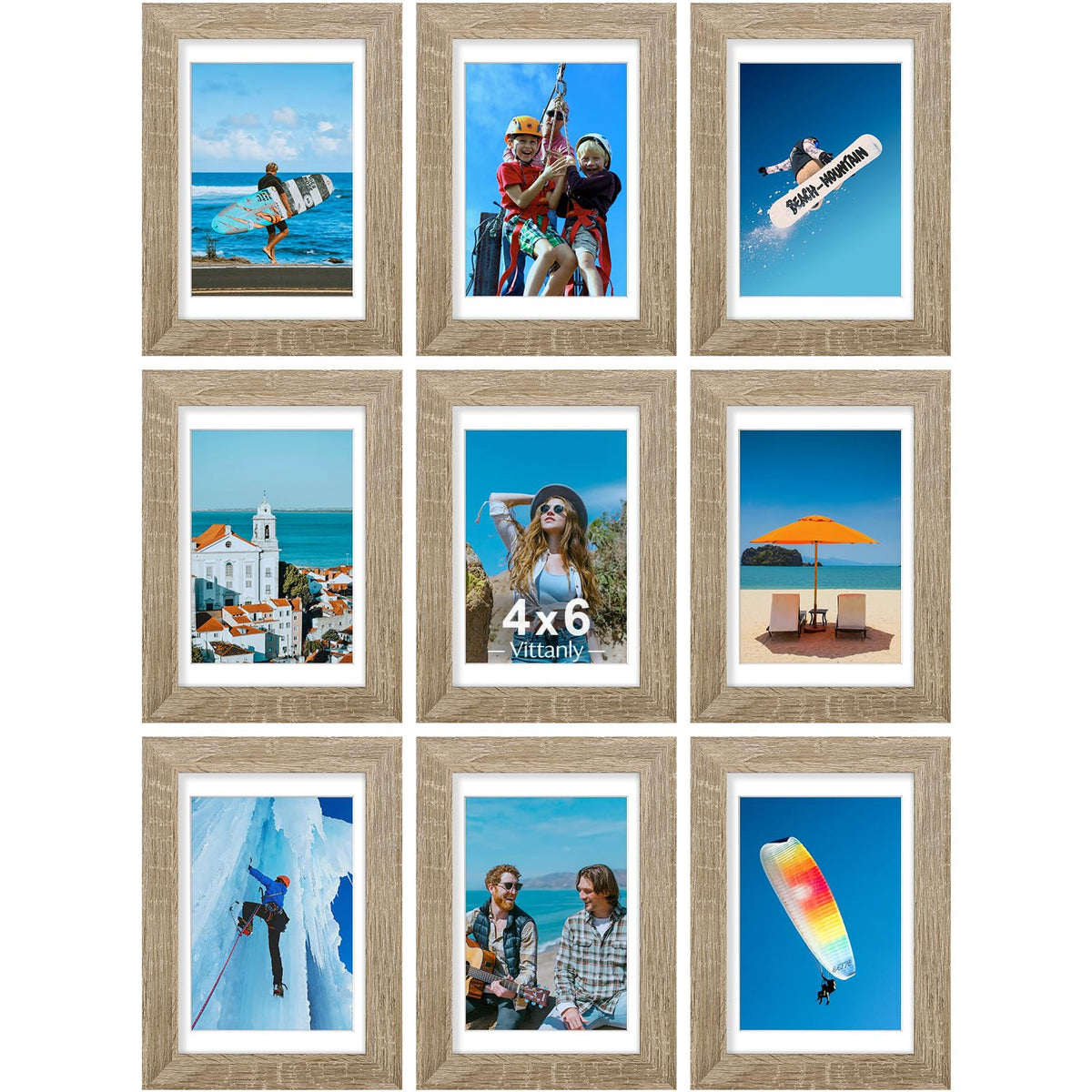Vittanly 8x10 Picture Frames Set of 9 for Wall or Tabletop Display, Black