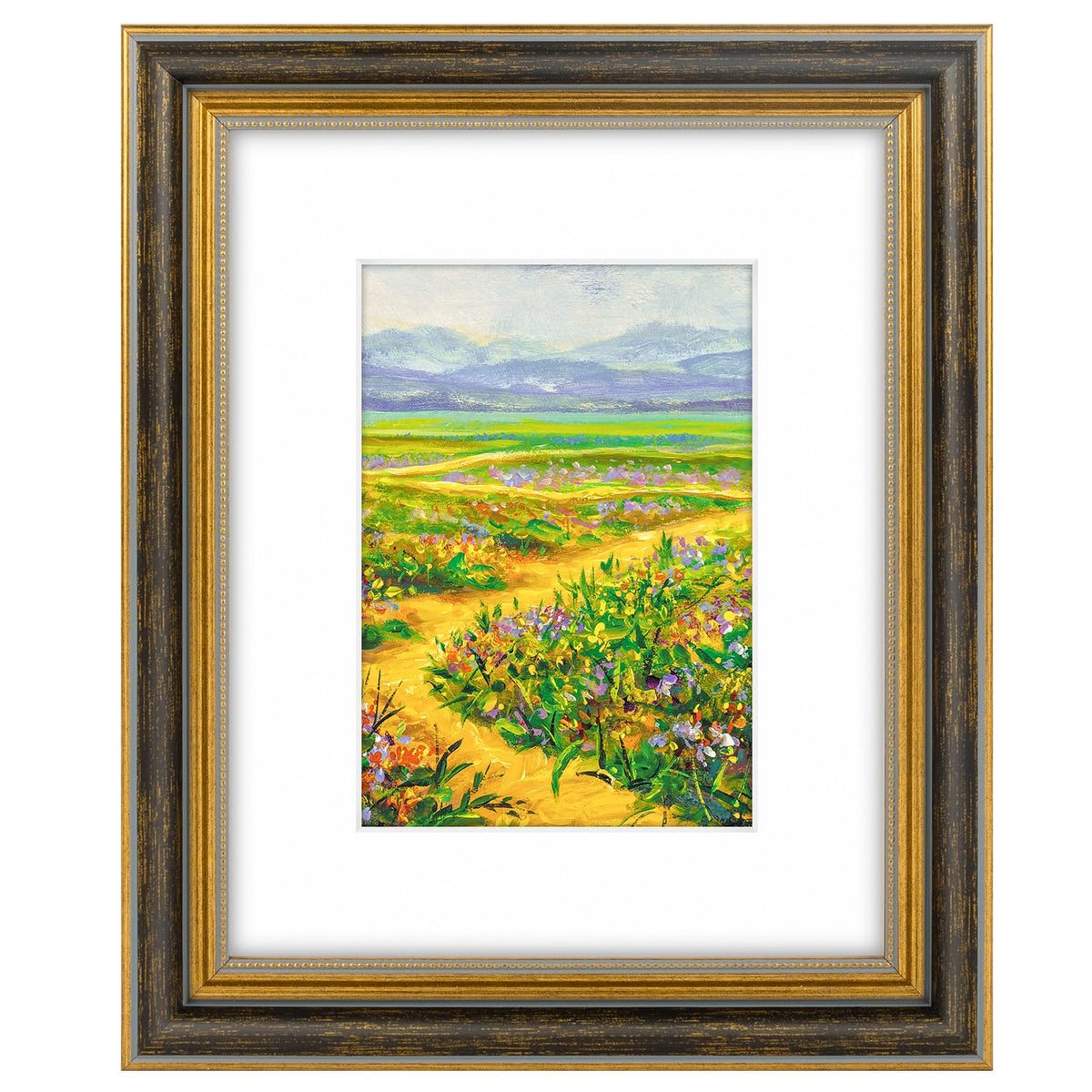 Golden State Art,8x10 Ornate Picture Frame Holds 5x7 Photo,Green Gold