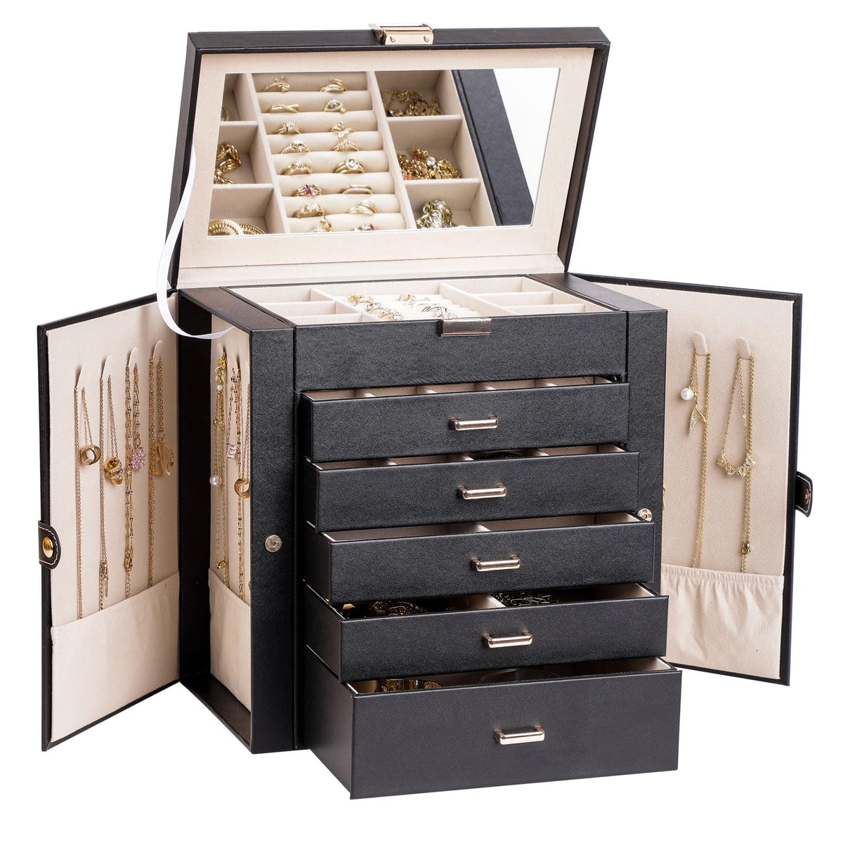 BOOVO Large Jewelry Box for Women 6 Layer