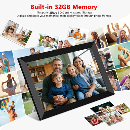 Frameo 10.1 Inch WiFi Digital Photo Frame, 32GB Digital Picture Frame with 1280x800 IPS HD Touch Screen, Auto-Rotate Wall Mount, Easy Share Photos/Videos from Phone - Gifts for Mom